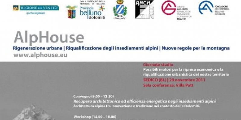 AlpHouse – Invito alla Giornata Studio 29/11: rigenerazione urbana e riqualificazione degli insediamenti Alpini